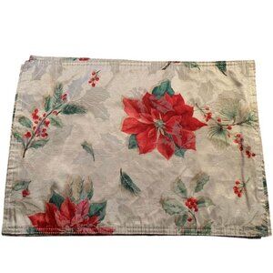 Holiday Floral Poinsettia Placemats Set of 4 Rectangular Red & Green Patterned F